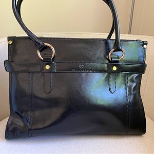 Japanese brand Hiroshima large black leather shoulder bag